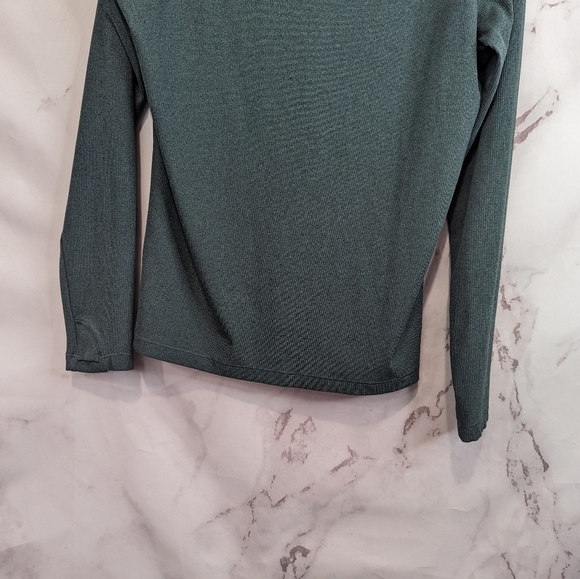 Athleta Size XL Uptempo Ribbed Henley Top Green Heather Long Sleeve Shirt V Neck - Picture 9 of 10